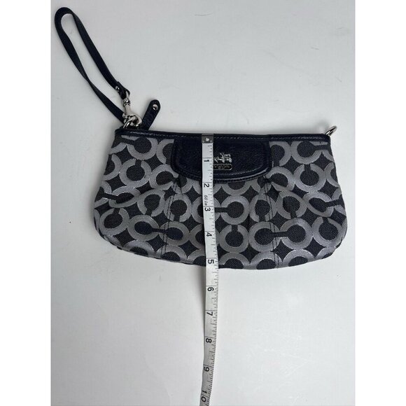 Coach Black Logo Small Canvas Wristlet - Picture 8 of 11